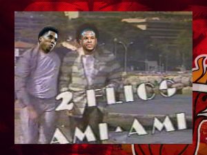 Montage reprenant les visages des joueurs du Heat Whiteside et Waiters sur un fameux sketch des Nuls "2 flics ami-ami", parodie de la série US 2 flics à Miami