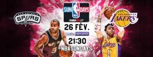 Affiche des NBA Sundays du 26 février entre les Spurs et les Lakers, une huitième victoire de suite pour les Spurs ?
