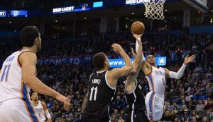 Russell Westbrook en action contre les Brooklyn Nets